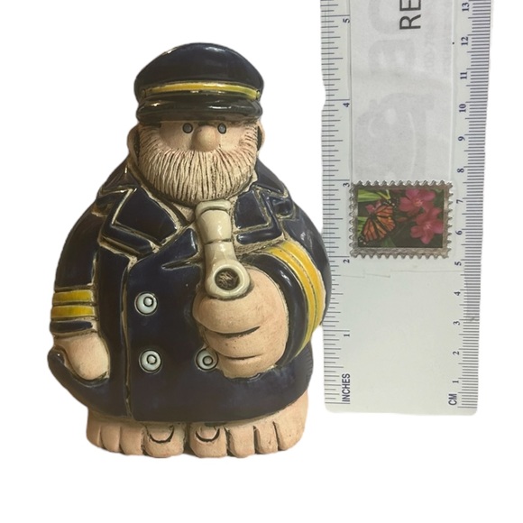 Vintage Navy Boat Captain Figurine Clay Art Nautical Pottery Signed Launa 70s - Picture 10 of 10